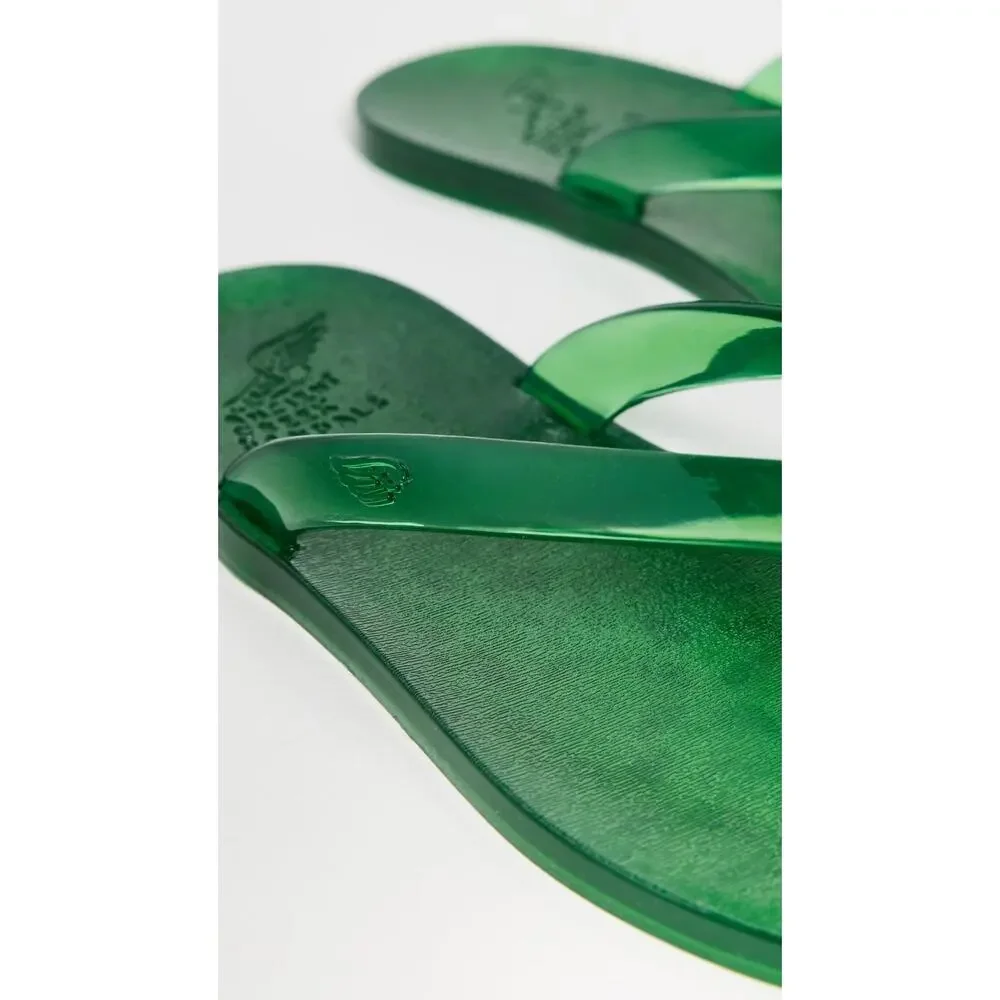 ANCIENT GREEK SANDALS WOMEN'S JELLY FLIP FLOPS, GREEN, 9 MEDIUM US